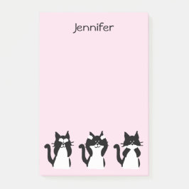 Tuxedo Cats | Tre Wise Kattunge Ljusa rosa Post-it Block