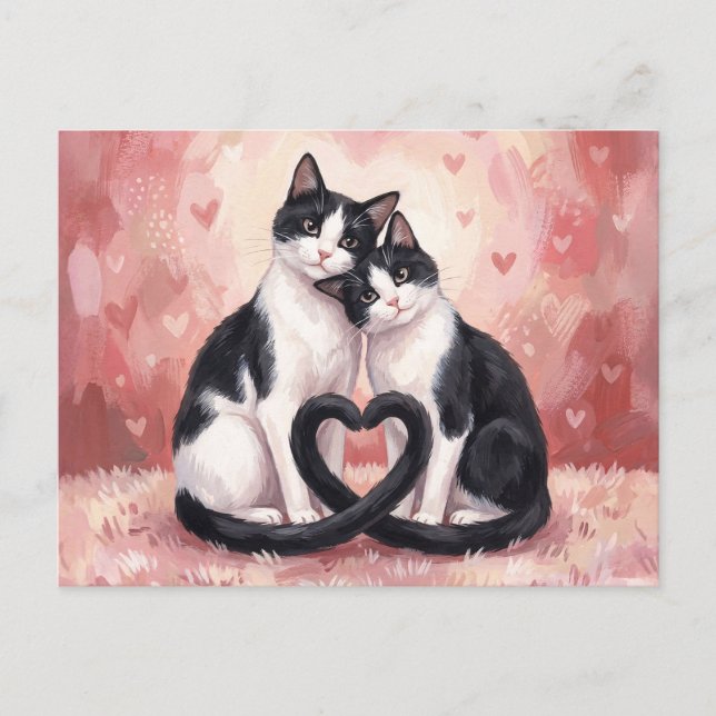 Tuxedo Cats Valentine's Day Vykort (Framsida)