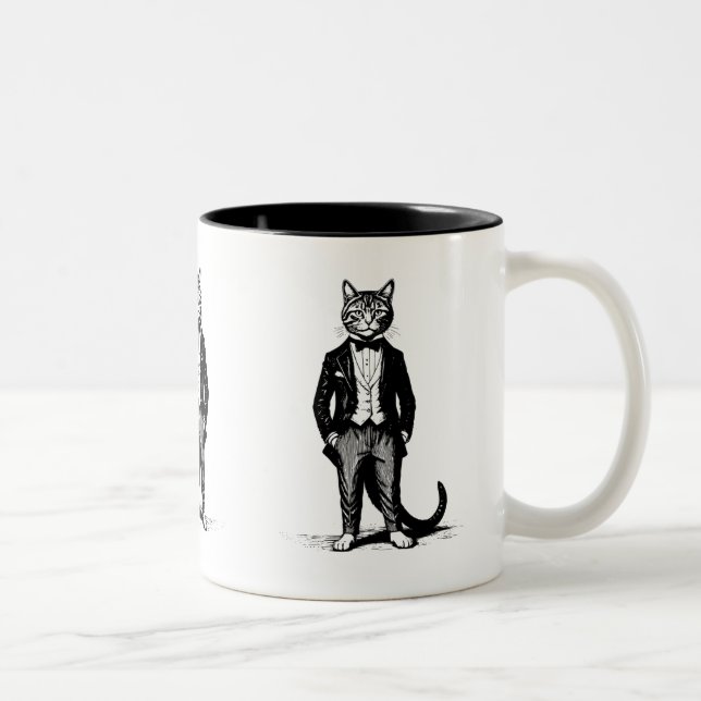 Tuxedo Classy Cat Två-Tonad Mugg (Höger)