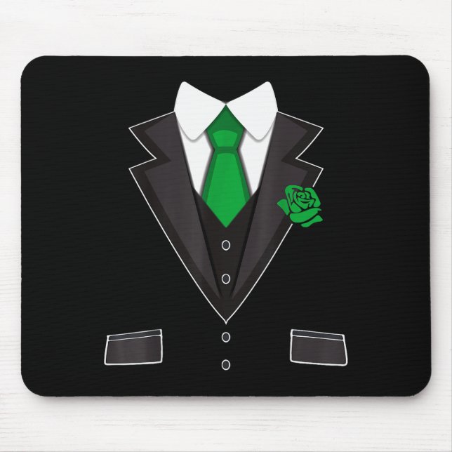 Tuxedo Costume Green Rose Tie Funny St. Patrick's  Musmatta (Framsidan)