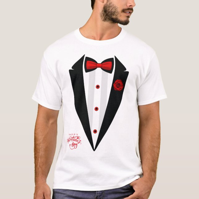 Tuxedo Costume Valentine Day Formal Tux T Shirt (Framsida)