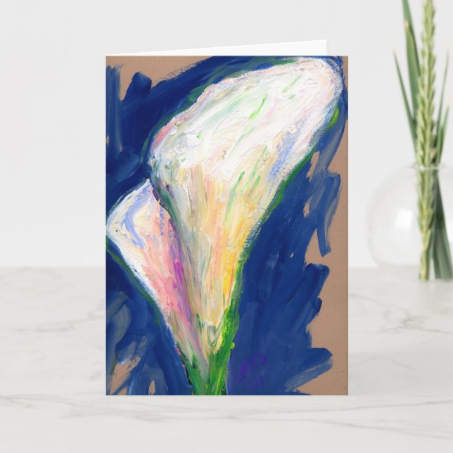 "Tuxedo Cuff" Lily Flower Painting Greeting Card Kort (Framsida)