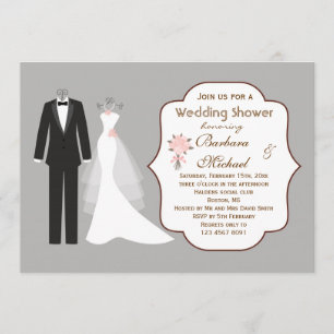 Tuxedo & Gown Couple's Inbjudningskort för möhippa