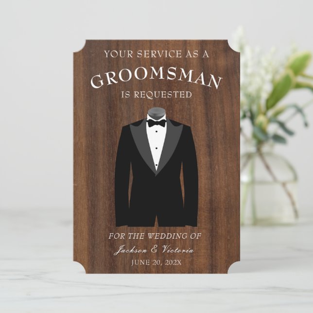 Tuxedo Groomsman Inbjudningar (Stående Fram)