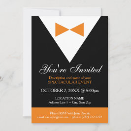 Tuxedo-inbjudningar | Svart och Orange Party Inbjudningar