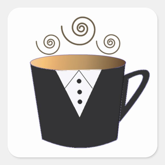 Tuxedo Kaffemuggsdesign Fyrkantigt Klistermärke (Framsida)