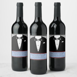 Tuxedo-kampanjens inbjudningsetiketter vinflaska etikett