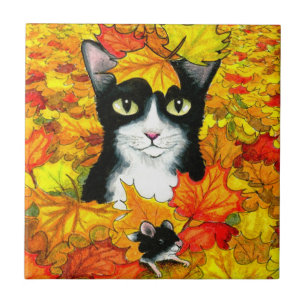 Tuxedo-katt 447 höst kakelplatta
