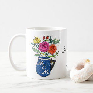 Tuxedo Katt Älskare Mamma Blommig Anpassat Namn Pr Kaffemugg