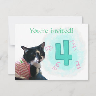 Tuxedo Katt Års Födelsedagsfest Inbjudningar