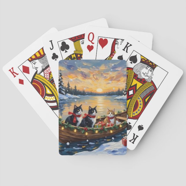 Tuxedo Katt Jul Båt Semester Casinokort (Baksidan)