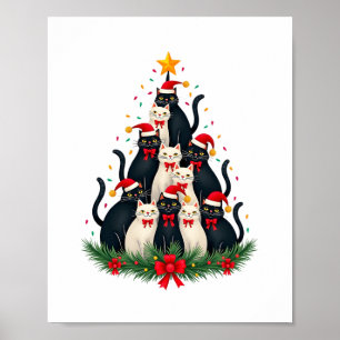 Tuxedo Katt Julgran Tuxedo Katt Ljus Jul Matchande Poster