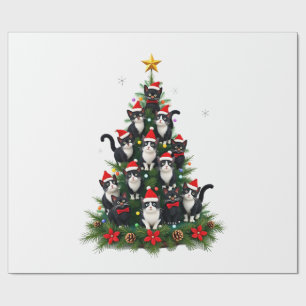 Tuxedo Katt Julgran Tuxedo Katt Ljus Jul Matchande Presentpapper