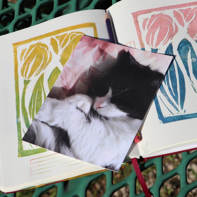 Tuxedo Katt Konst Söt Rosa Nosa Kattritningar Kons Vykort (Skapare uppladdad)