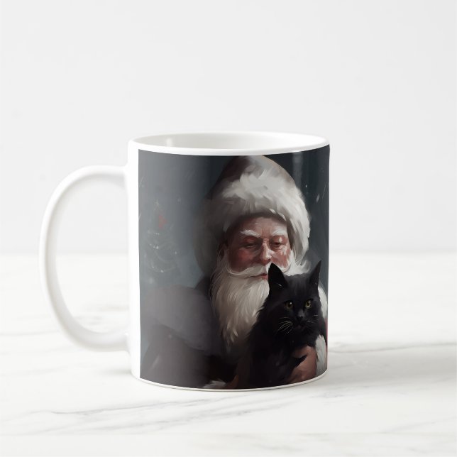 Tuxedo-katt med Jultomten jultomte Kaffemugg (Vänster)