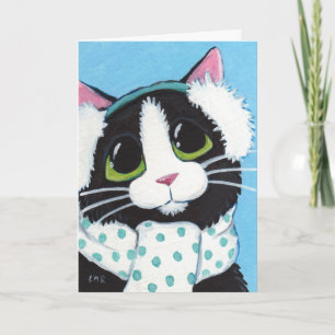 Tuxedo-katt med påfyllnad för vinterjulkort helgkort