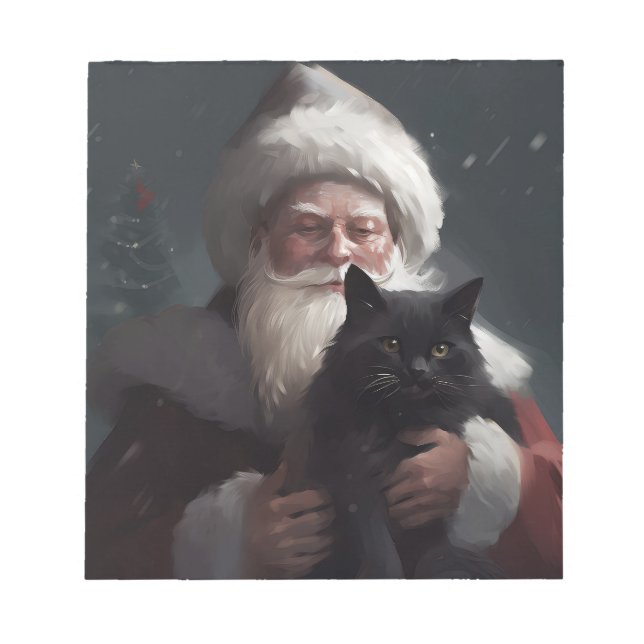 Tuxedo Katt Med Tomte Festiv Jul Anteckningsblock (Framsida)