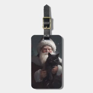 Tuxedo Katt Med Tomte Festiv Jul Bagagebricka