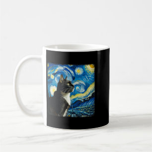 Tuxedo Katt Natt Himmel Konst - Stjärnig Konststil Kaffemugg