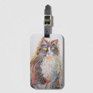 Tuxedo Katt Roliga Katter Konst Ritning Bagage Tag Bagagebricka