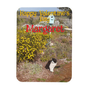 Tuxedo Katt Söt Röd Gul Valentinsnamn På Hustru Magnet