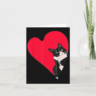 Tuxedo Katt Valentinsk Heart För Kattunge Och Djur Kort