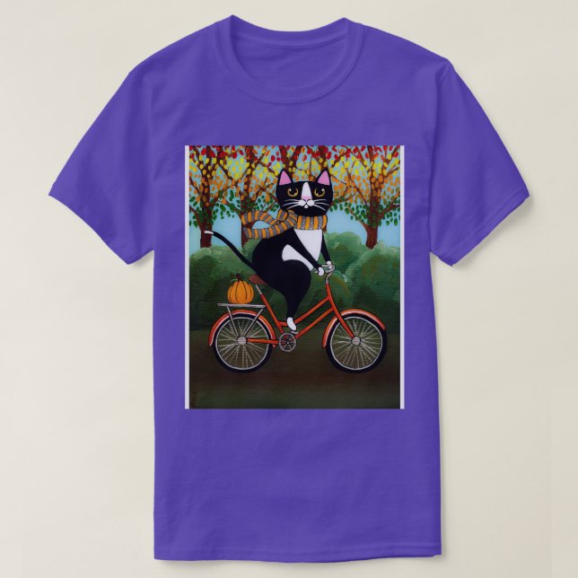 Tuxedo-kattens höstcykeldel t shirt (Design framsida)