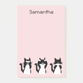 Tuxedo Katter Tre Kloka Kattungar Ljus Rosa Anpass Post-it Block