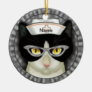 Tuxedo-kattsköterska Julgransprydnad Keramik