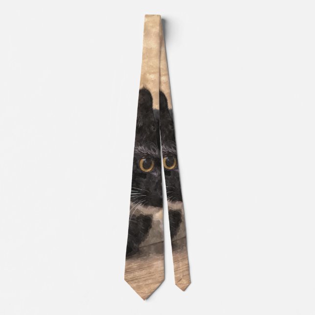 Tuxedo Kitten Tinsel och Ljus Painterly Neck Tie Slips (Framsida)