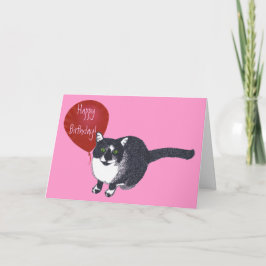 Tuxedo-kort med Balloon Grattis på födelsedagen-ko Kort