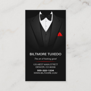 Tuxedo kostym herrkläder modern ren visitkort