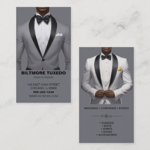 Tuxedo kostym herrkläder modern ren visitkort