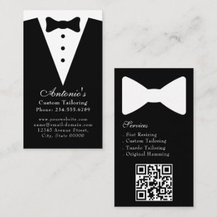 Tuxedo kostym herrkläder modern svart & vit visitkort