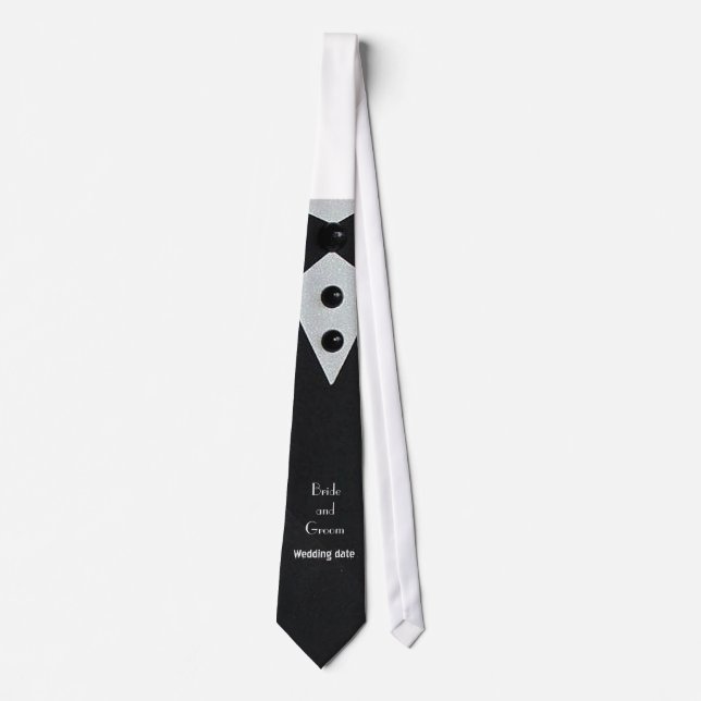 "Tuxedo look" Grooms Bröllop Tie Slips (Framsida)
