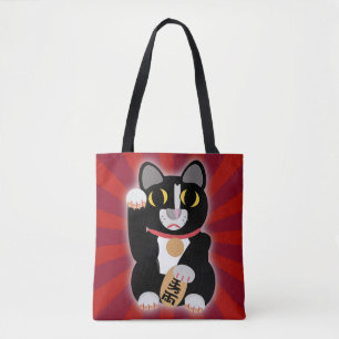 Tuxedo Lucky Cat Tecknad Fortune Pet Kattunge Tygkasse