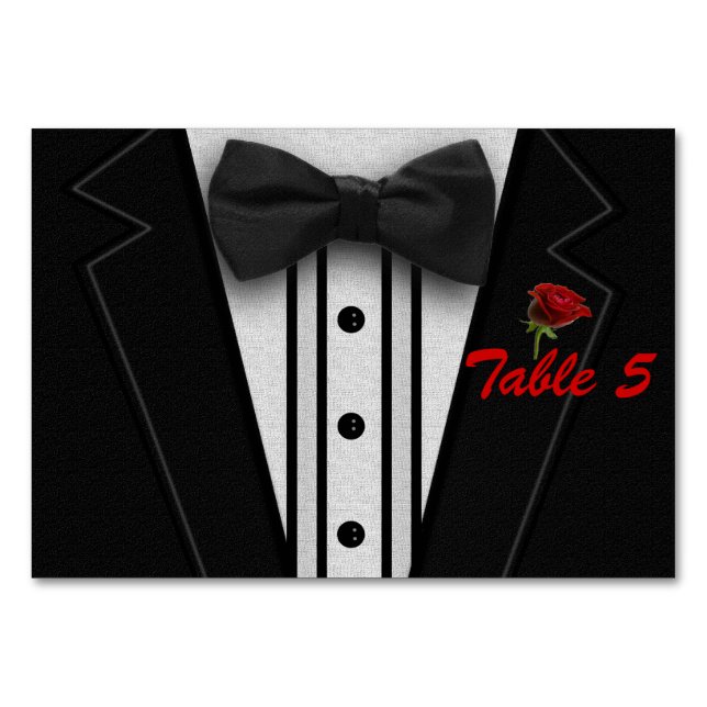 Tuxedo med Bow Tie Monogram Bordsnummer (Framsidan)
