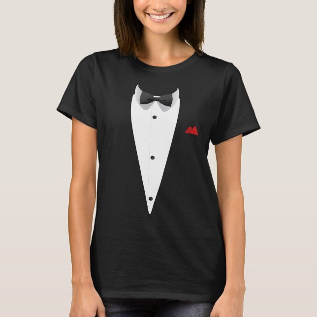 Tuxedo med Bowtie For Bröllop Nyårsafton T Shirt (Framsida)