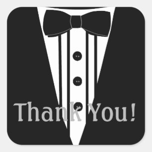 Tuxedo med Tacken Bow Tie Fyrkantigt Klistermärke