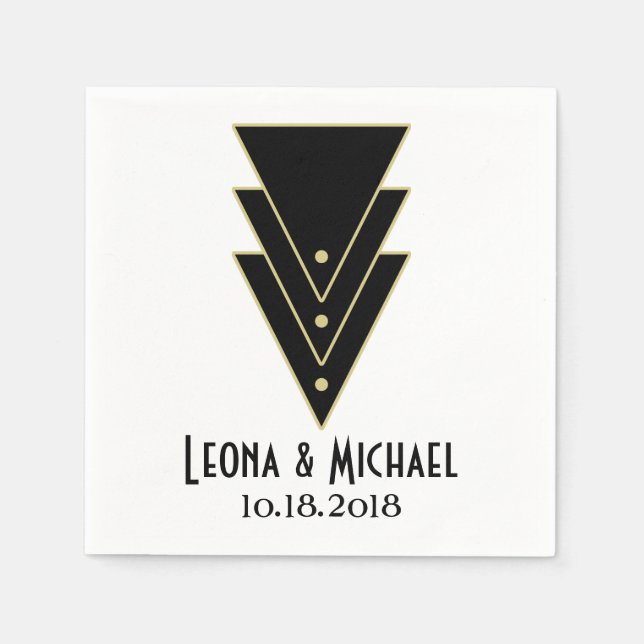 Tuxedo Modern Art Deco Pappersservett (Framsidan)