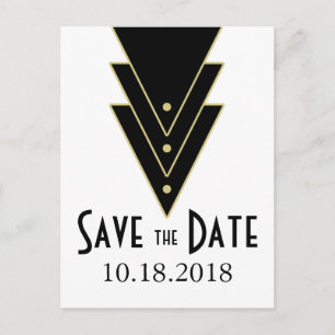 Tuxedo Modern Art Deco Spara datum Meddelande Vykort