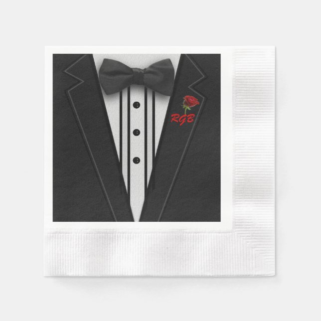 Tuxedo Monogram med Ro Pappersservett (Framsidan)