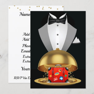 Tuxedo och resväska inbjudan