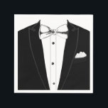Tuxedo Pappersservett<br><div class="desc">Den här tuxedo-designen är underbar för vanliga cocktails, bröllop, svarta slips och speciella evenemang. Lägg till ett namn eller meddelande i avsnittet anpassningsbar.</div>
