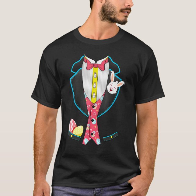 Tuxedo Påsk Day Cute Bunny Eggs Boys Kids T Shirt (Framsida)