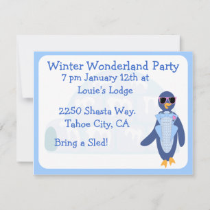 Tuxedo Penguin Winter Party Inbjudningar