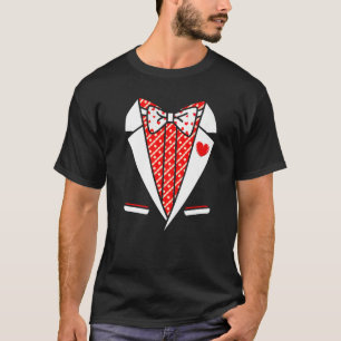 Tuxedo Red Heart Valentines day Funny Costume Mana T Shirt