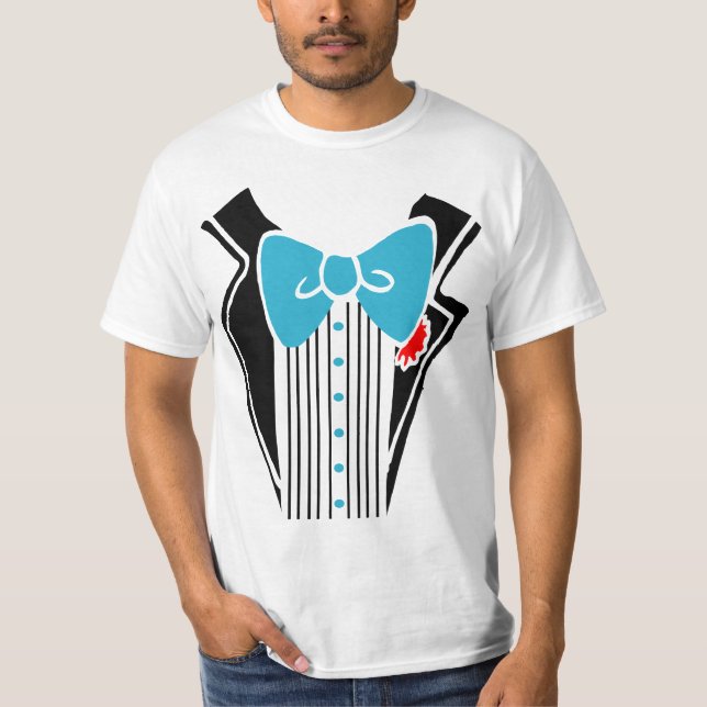 Tuxedo Shirt - Blue Tie T-shirt (Framsida)