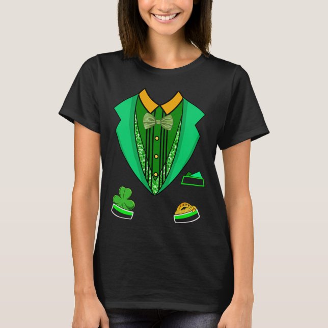 Tuxedo St Patrick s Day Kostym Vest Party Boys Gir T Shirt (Framsida)
