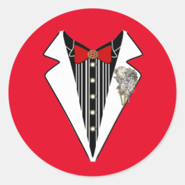 Tuxedo-Steampunk Bröllop Runt Klistermärke